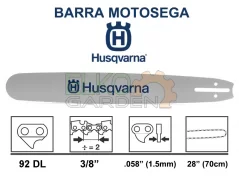 BARRA MOTOSEGA HUSQVARNA PASSO 3/8 STELLITE 70CM 92 MAGLIE 1.5MM - FORGIATA ATTACCO GRANDE