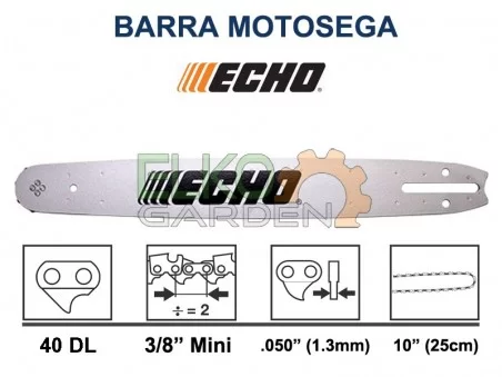 BARRA MOTOSEGA ECHO TSUMURA LIGHT 3/8" MINI 25CM 40 MAGLIE 1.3MM