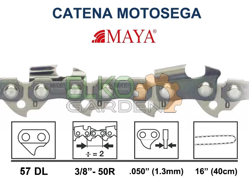 CATENA MOTOSEGA MAYA MY50R C/L 57 MAGLIE 40CM 3/8 MINI 1.3 MM