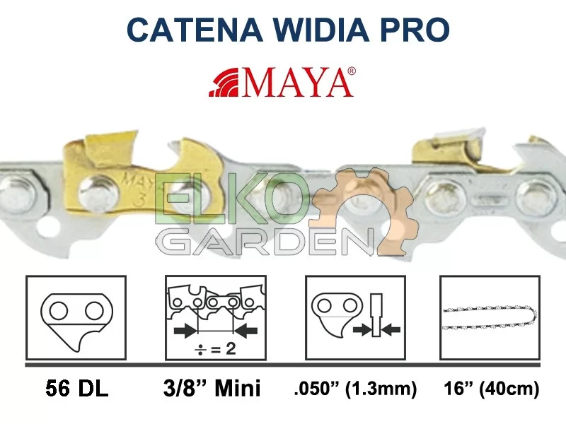 CATENA MOTOSEGA MAYA WIDIA PRO MY50AW 56 MAGLIE 40CM 3/8 MINI 1.3MM